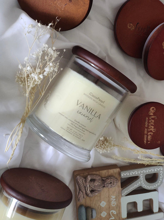 Vanilla caramel | Scented Candle - Wooden wick - Main Photo